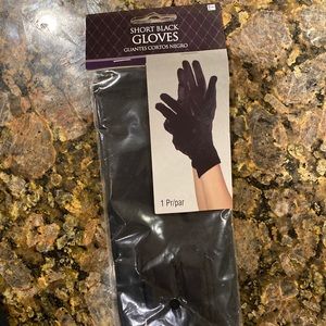 Short Black and White Satin Bow gloves